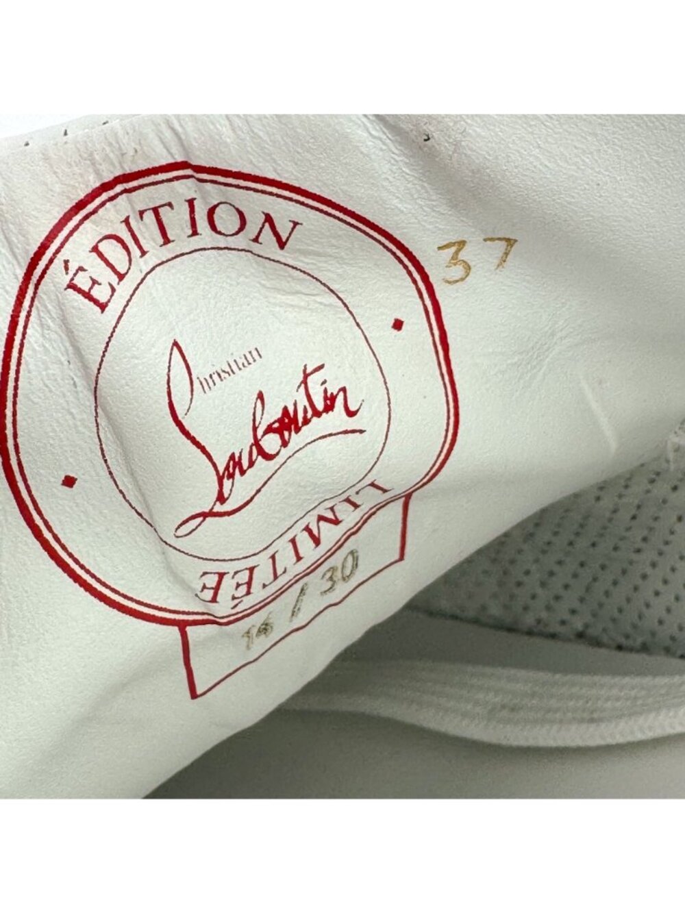 Christian Louboutin Vieira Limited Sneakers White Red Leather Size 37 US 7 Women - Picture 4 of 15